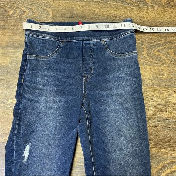 Spanx Distressed Denim Jeans Womens Small Blue Mid Rise Skinny Stretch Tummy - Picture 4 of 11
